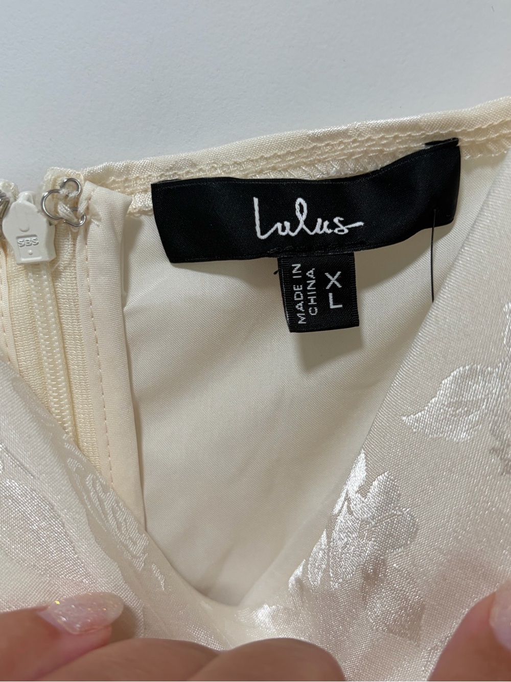 Lulus Modern Passion NWT size XL Ivory Floral Satin Jacquard Ruffled Midi Dress - Picture 4 of 12